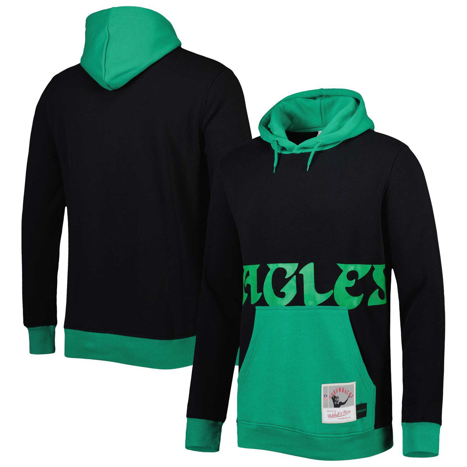 Men's New Era Green Philadelphia Eagles Combine Authentic Hard Hitter  Pullover Hoodie