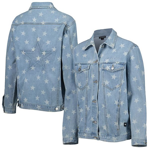 Women's The Wild Collective Denim Dallas Cowboys Faded Button-Up Jacket Size: Medium