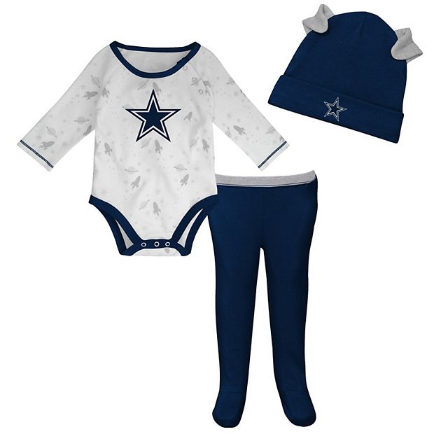Newborn & Infant White/Navy Dallas Cowboys Dream Team Bodysuit Pants & Hat  Set
