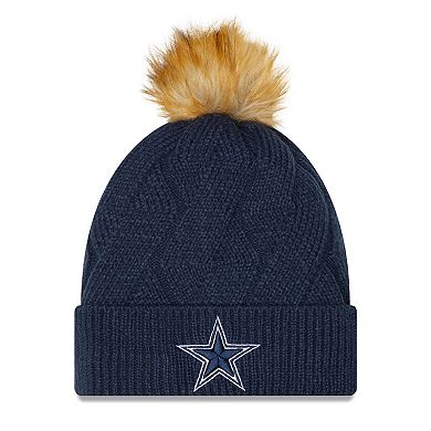 Women's New Era Navy Dallas Cowboys Snowy Cuffed Knit Hat with Pom