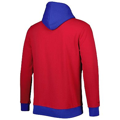 Men's Mitchell & Ness Red/Royal New York Giants Big & Tall Big Face Pullover Hoodie