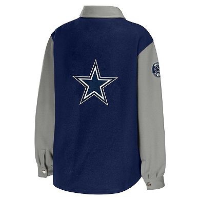 Women's WEAR by Erin Andrews Navy Dallas Cowboys Button-Up Shirt Jacket