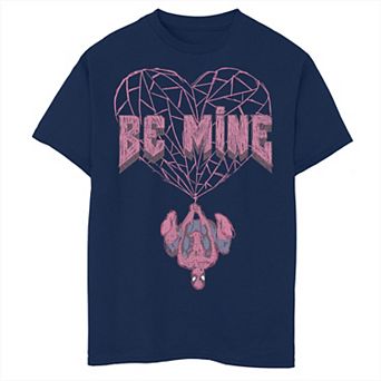 Boys 8-20 Spiderman "Be Mine" Heart Web Tee