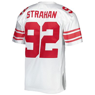 Men's Mitchell & Ness Michael Strahan White New York Giants Super Bowl XLII Authentic Throwback Retired Player Jersey
