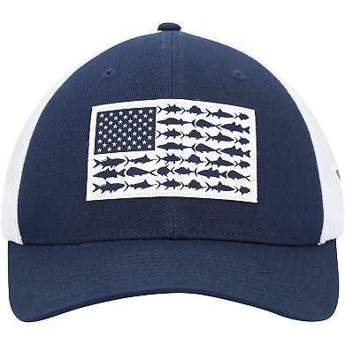Men's Columbia Navy/White Dallas Cowboys Mesh Fish Flag Flex Hat