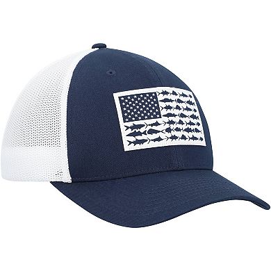 Men's Columbia Navy/White Dallas Cowboys Mesh Fish Flag Flex Hat