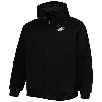 Men's Dunbrooke Black Philadelphia Eagles Big & Tall Dakota Canvas Hoodie Full-Zip Jacket