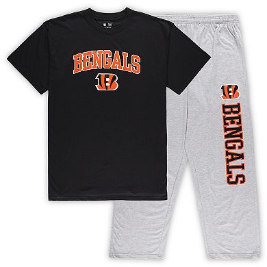 Men's Concepts Black/Heather Gray Sport Cincinnati Bengals Big & Tall T-Shirt & Pants Sleep Set