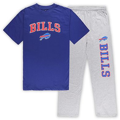 Men's Concepts Sport Royal/Heather Gray Buffalo Bills Big & Tall T-Shirt & Pants Sleep Set
