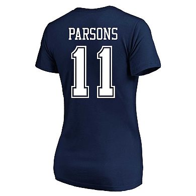 Women's Fanatics Branded Micah Parsons Navy Dallas Cowboys Plus Size Player Name & Number V-Neck T-Shirt