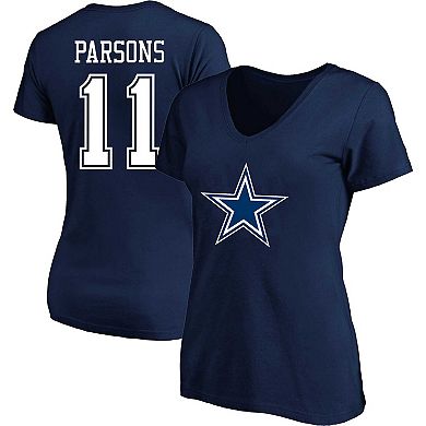 Women's Fanatics Branded Micah Parsons Navy Dallas Cowboys Plus Size Player Name & Number V-Neck T-Shirt