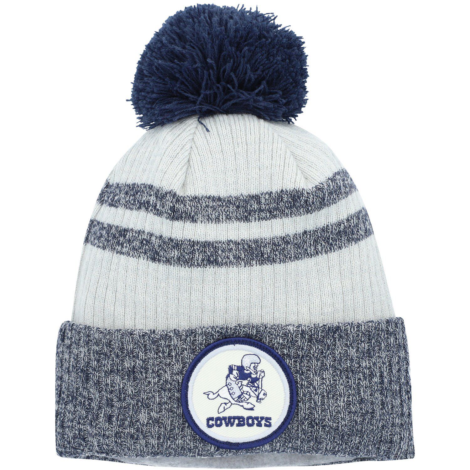 New Era Cream/Navy Dallas Cowboys 2022 Sideline Sport Cuffed Pom Knit Hat