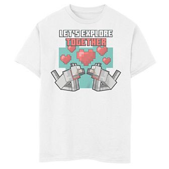 Boys 8-20 Minecraft Valentine Hearts Dogs Tee