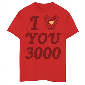 Boys 8-20 Iron Man I Love You 3000 Text Stack Tee