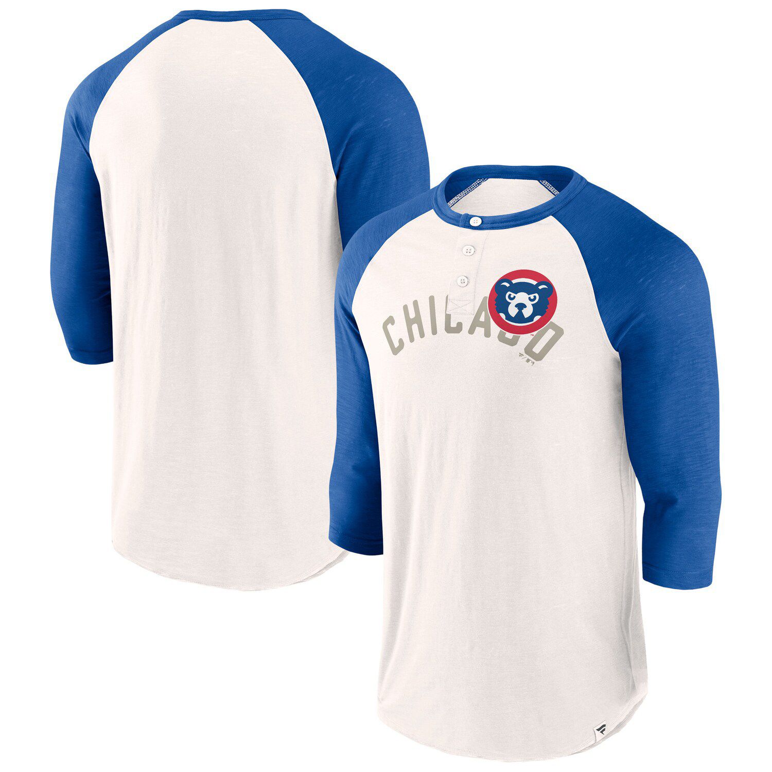Men's Majestic Heathered Gray/Royal Chicago Cubs Big & Tall Cooperstown  Collection Raglan 3/4-Sleeve