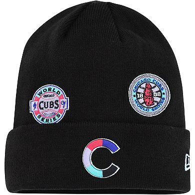 Men's New Era Black Chicago Cubs Polar Lights Cuffed Knit Hat