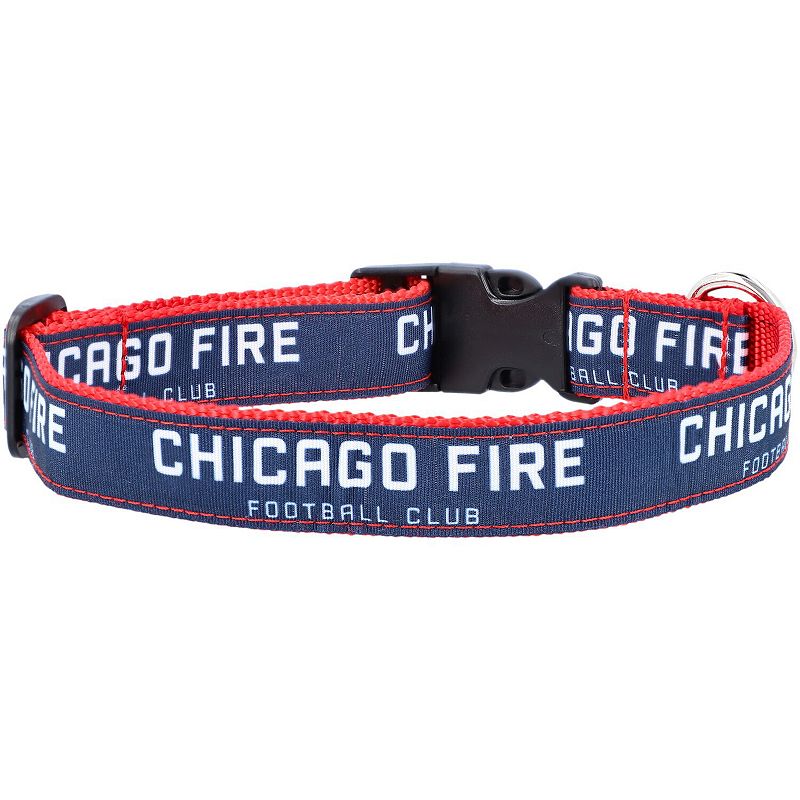 Navy Chicago Fire Dog Collar, Red, S