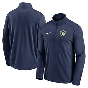 Men's Nike Navy Milwaukee Brewers Agility Pacer Performance Half-Zip Top