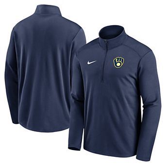 Men's Nike Navy Milwaukee Brewers Agility Pacer Performance Half-Zip Top