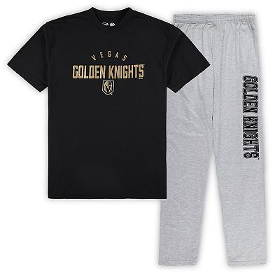 Men's Vegas Golden Knights Black/Heather Gray Big & Tall T-Shirt & Pants Lounge Set