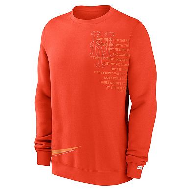 Men's Nike Orange New York Mets Statement Ball Game Fleece Pullover Sweatshirt
