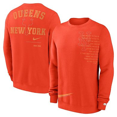 Men's Nike Orange New York Mets Statement Ball Game Fleece Pullover Sweatshirt