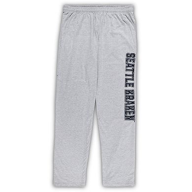 Men's Seattle Kraken Navy/Heather Gray Big & Tall T-Shirt & Pants Lounge Set