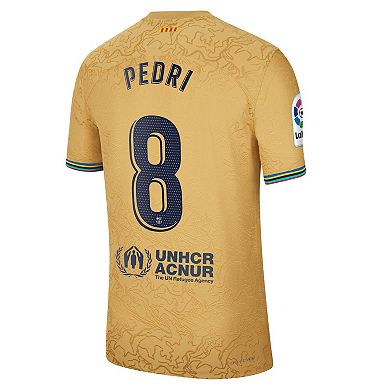 Men's Nike Pedri Gold Barcelona 2022/23 Away Authentic Player Jersey