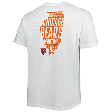 Men's Fanatics Branded White Chicago Bears Big & Tall Hometown Collection Hot Shot T-Shirt