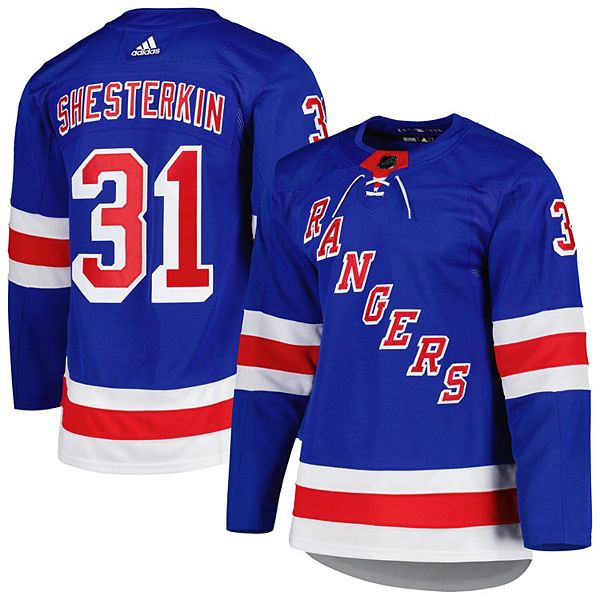 Igor Shesterkin New York Rangers Autographed Blue Adidas Authentic Jersey  with NHL Debut 1/7/20 Inscription