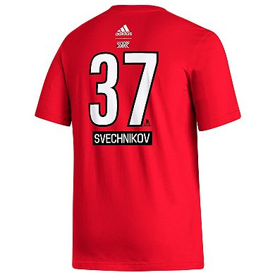 Men's adidas Andrei Svechnikov Red Carolina Hurricanes Reverse Retro 2.0 Name & Number T-Shirt