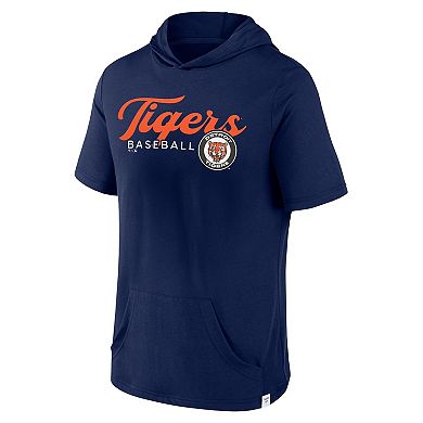 Men's Fanatics Branded Navy Detroit Tigers Offensive Strategy Short Sleeve Pullover Hoodie