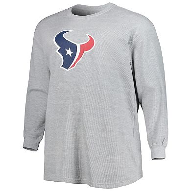 Men's Heather Gray Houston Texans Big & Tall Waffle-Knit Thermal Long Sleeve T-Shirt