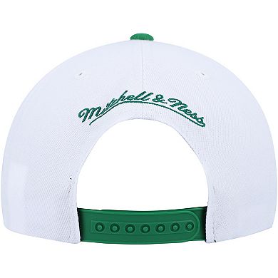 Men's Mitchell & Ness White/Green Boston Celtics Side Core 2.0 Snapback Hat