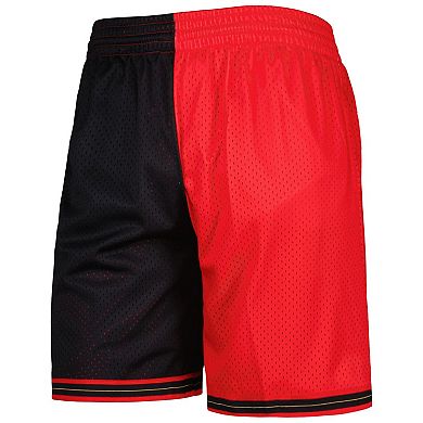 Men's Mitchell & Ness Black/Red Philadelphia 76ers Hardwood Classics 2000 Split Swingman Shorts