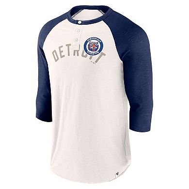Men's Fanatics Branded White/Navy Detroit Tigers Backdoor Slider Raglan 3/4-Sleeve T-Shirt