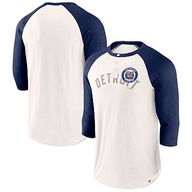 Men's Fanatics Branded White/Navy Detroit Tigers Backdoor Slider Raglan 3/4-Sleeve T-Shirt