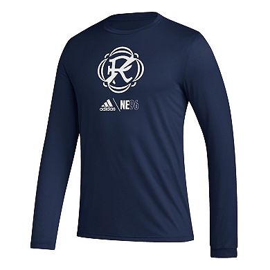 Men's adidas Navy New England Revolution Icon Long Sleeve T-Shirt