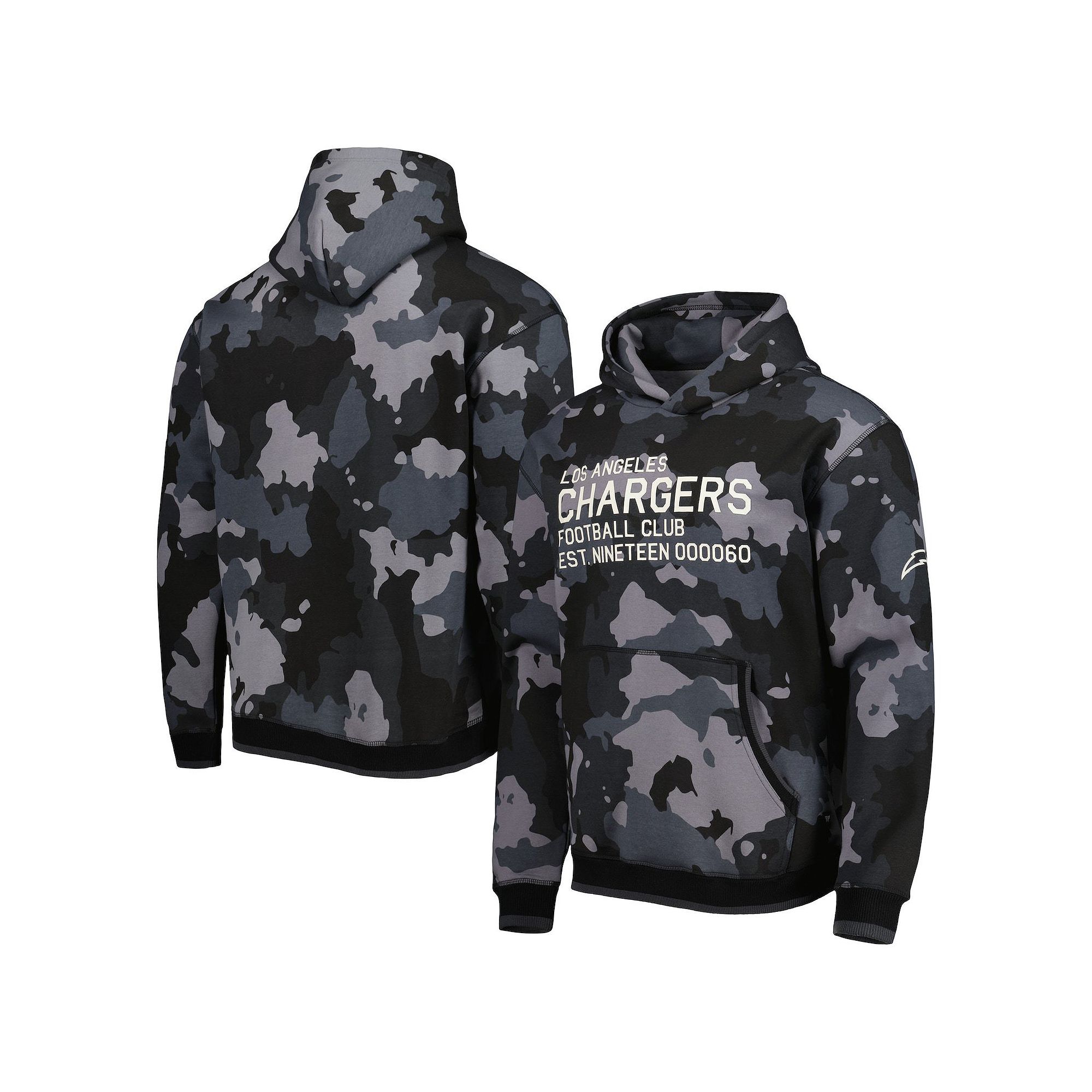 Mens The Wild Collective Black Los Angeles Chargers Camo Pullover Hoodie, 