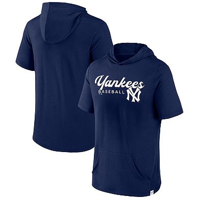 Men's Fanatics Branded Navy New York Yankees Offensive Strategy Short Sleeve Pullover Hoodie