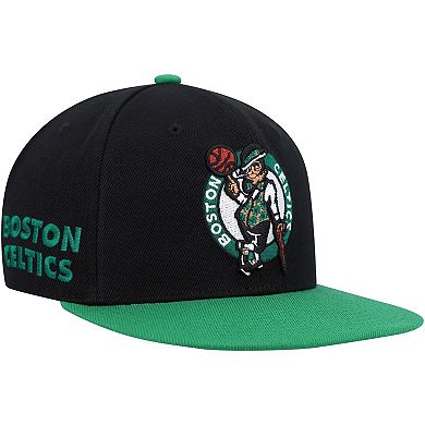 Men's Mitchell & Ness Black/Green Boston Celtics Side Core 2.0 Snapback Hat