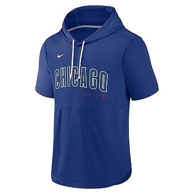 Men's Nike Royal Chicago Cubs Springer Short Sleeve Team Pullover Hoodie