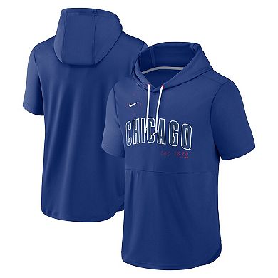 Men's Nike Royal Chicago Cubs Springer Short Sleeve Team Pullover Hoodie