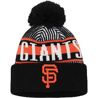 Youth New Era Black San Francisco Giants Striped Cuffed Knit Hat with Pom