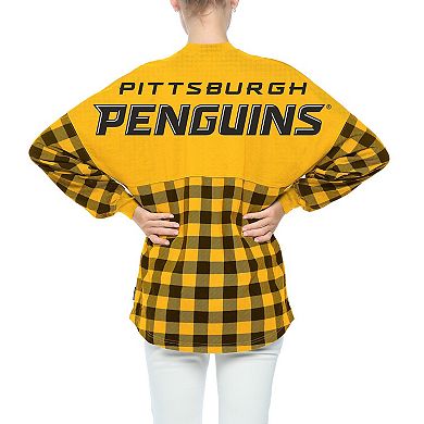 Women's Fanatics Branded Gold Pittsburgh Penguins Buffalo Check Long Sleeve T-Shirt