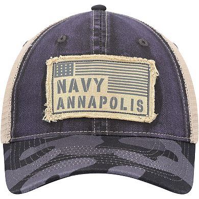 Men's Colosseum Charcoal Navy Midshipmen OHT Military Appreciation United Trucker Snapback Hat