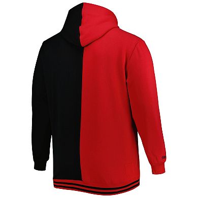 Men's Mitchell & Ness Red/Black Atlanta Hawks Big & Tall Hardwood Classics Split Pullover Hoodie