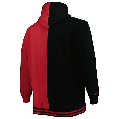 Men's Mitchell & Ness Black/Red Miami Heat Big & Tall Hardwood Classics Split Pullover Hoodie