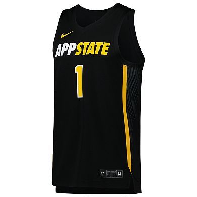 Men's Nike #1 Black Appalachian State Mountaineers Replica Basketball Jersey