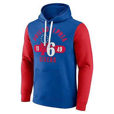 Men's Fanatics Branded Royal/Red Philadelphia 76ers Big & Tall Bold Attack Pullover Hoodie